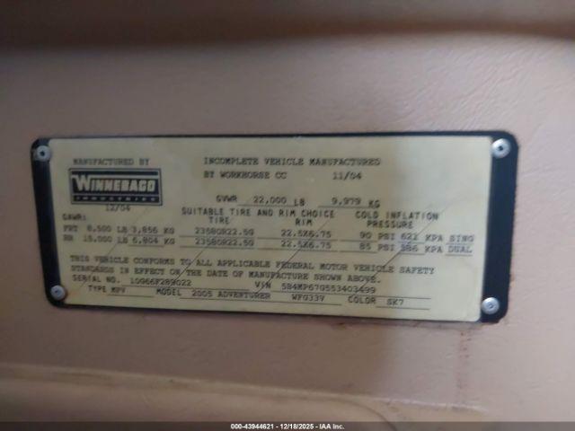 Workhorse Custom Cha Motorhome Chassis W22 Image 5